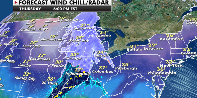 Wind chill conditions for Thursday. (Fox News)
