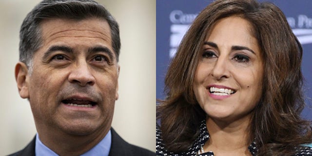 President Biden sits alongside Xavier Becerra and Neera Tanden amid uphill confirmation battles (Getty Images)