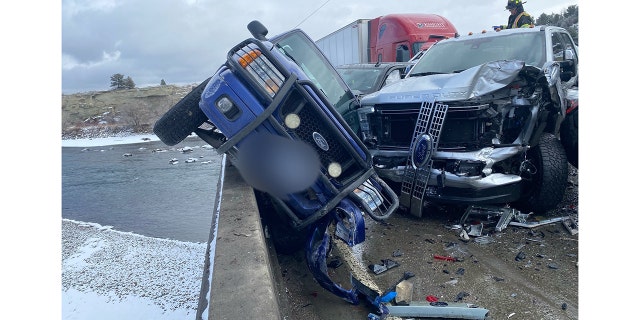 At least one person fell from the Yellowstone River Bridge, according to the Billings Gazette. 