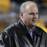 Limbaugh looking on from the sideline before a game between the Baltimore Ravens and Pittsburgh Steelers at Heinz Field in Pittsburgh, in 2012.