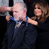 First lady Melania Trump awarding Rush Limbaugh the Presidential Medal of Freedom in 2020.