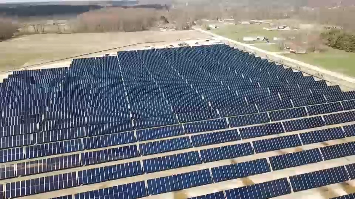 Aerial view of Hillcrest Solar Project in Brown County, Ohio.