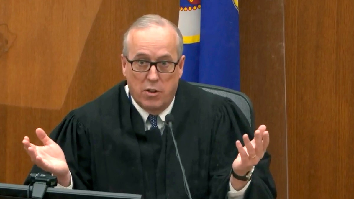 In this image taken from video, Hennepin County Judge Peter Cahill speaks during pretrial motions, prior to continuing jury selection in the trial of former Minneapolis police officer Derek Chauvin, Thursday, March 11, 2021, at the Hennepin County Courthouse in Minneapolis, Minn. Chauvin is accused in the May 25, 2020, death of George Floyd. (Court TV/ Pool via AP)