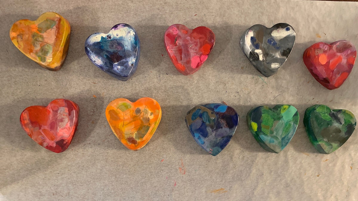 Peyton's homemade crayon hearts. (Courtesy L. Anderson/_eyeofachild)