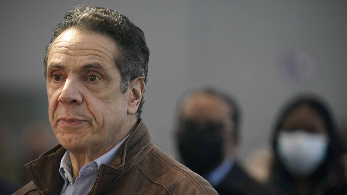 FILE - This Monday, March 8, 2021, file photo shows New York Gov. Andrew Cuomo speaking at a vaccination site in New York. A sixth woman has come forward alleging that Cuomo inappropriately touched her late last year, during an encounter at the governor's mansion. (AP Photo/Seth Wenig, Pool, File)