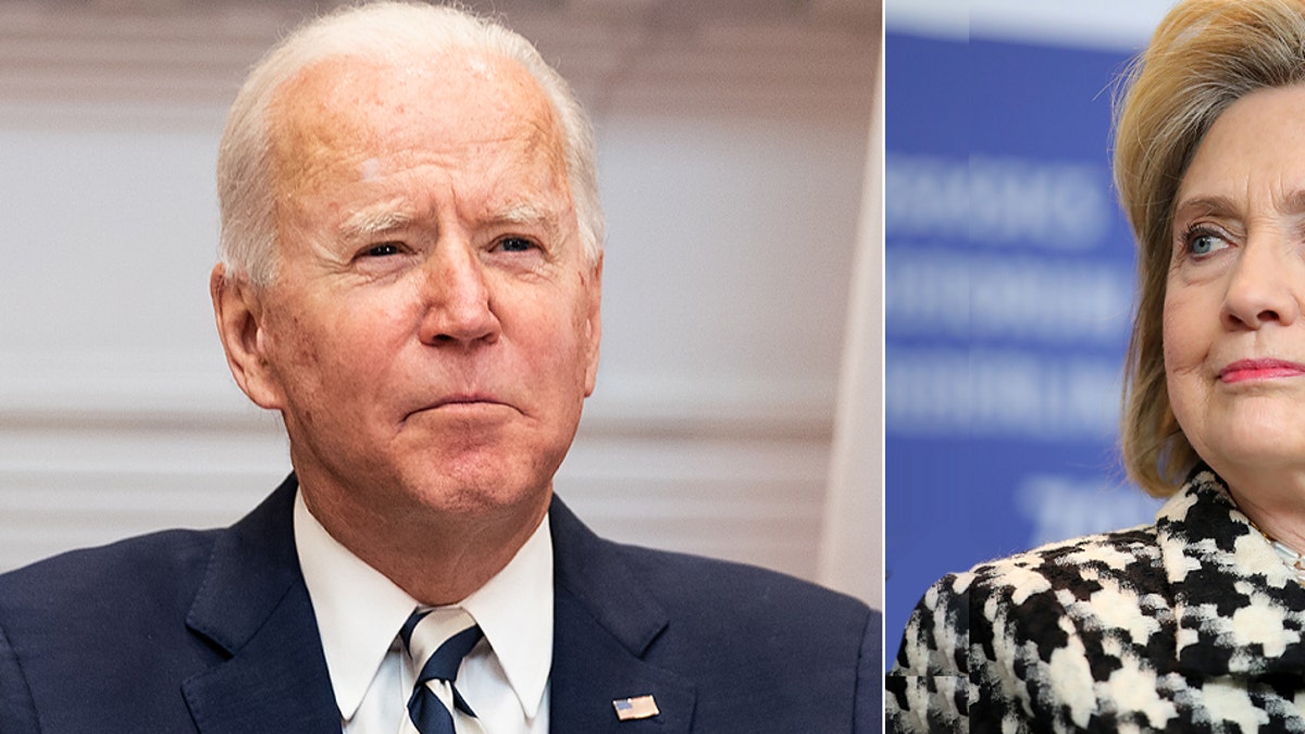 Joe Biden and Hillary Clinton are seen in a side by side photo