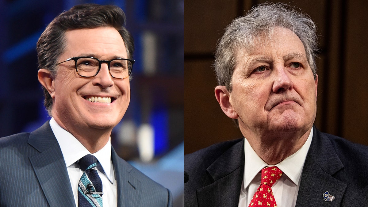 Stephen Colbert took jabs at Sen. John Kennedy over his stance on gun control.
