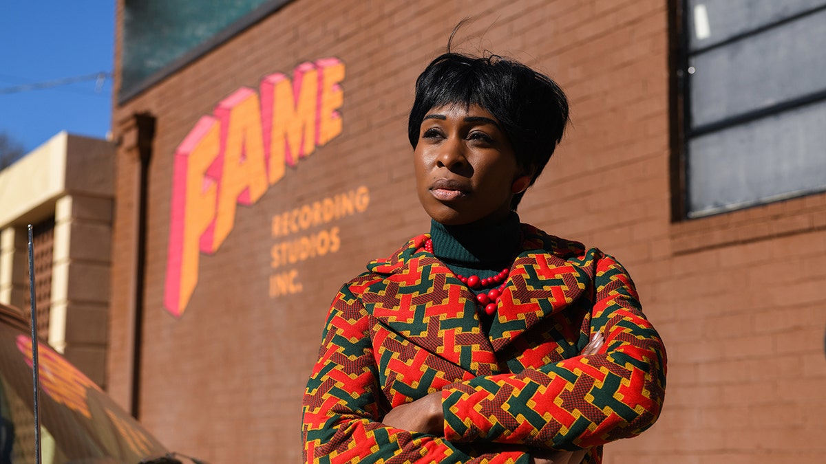 Aretha Franklin, played by Cynthia Erivo, at Fame Studios in Muscle Shoals, AL. (Credit: National Geographic/Richard DuCree)