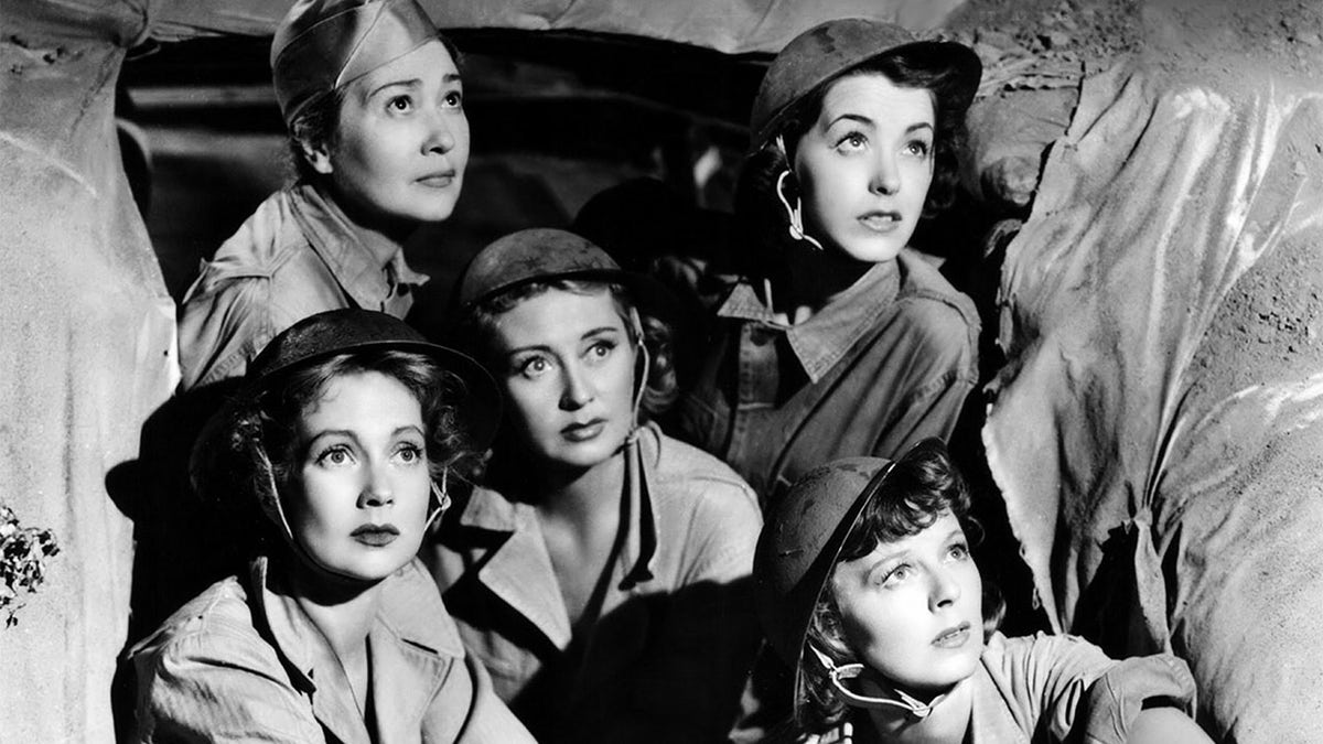 Actress Ann Sothern, Fay Bainter, Joan Blondell, Marsha Hunt and Margaret Sullavan in a scene from the 1943 movie "Cry 'Havoc''.