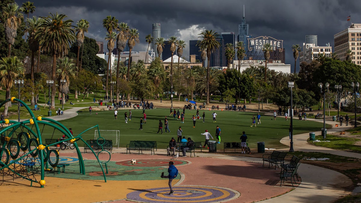 MacArthur Park is seen in Los Angeles, March 19, 2020. (Getty Images)