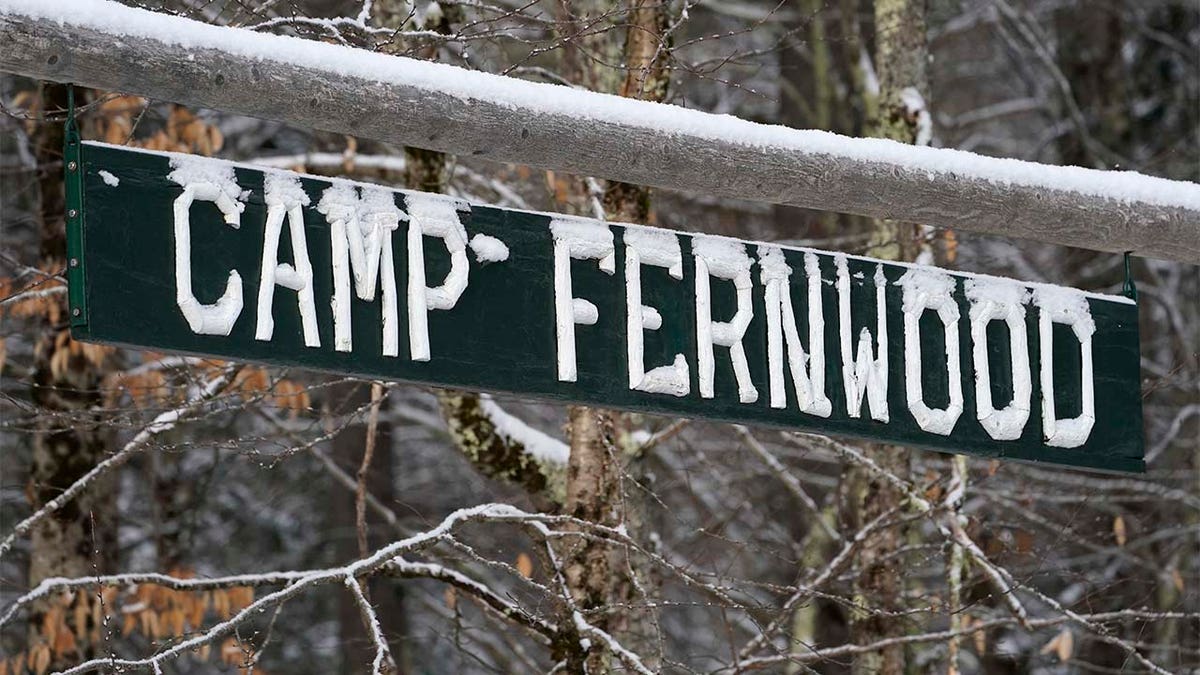 A sign is displayed at the entrance to Camp Fernwood, a summer camp for girls, Saturday, Feb. 20, 2021, in Poland, Maine.? (AP Photo/Robert F. Bukaty)