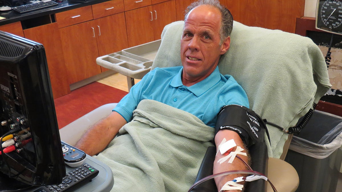 Marcos Perez donating his platelets at the South Texas Blood &amp; Tissue Center in San Antonio, Texas (Courtesy of South Texas Blood &amp; Tissue Center)