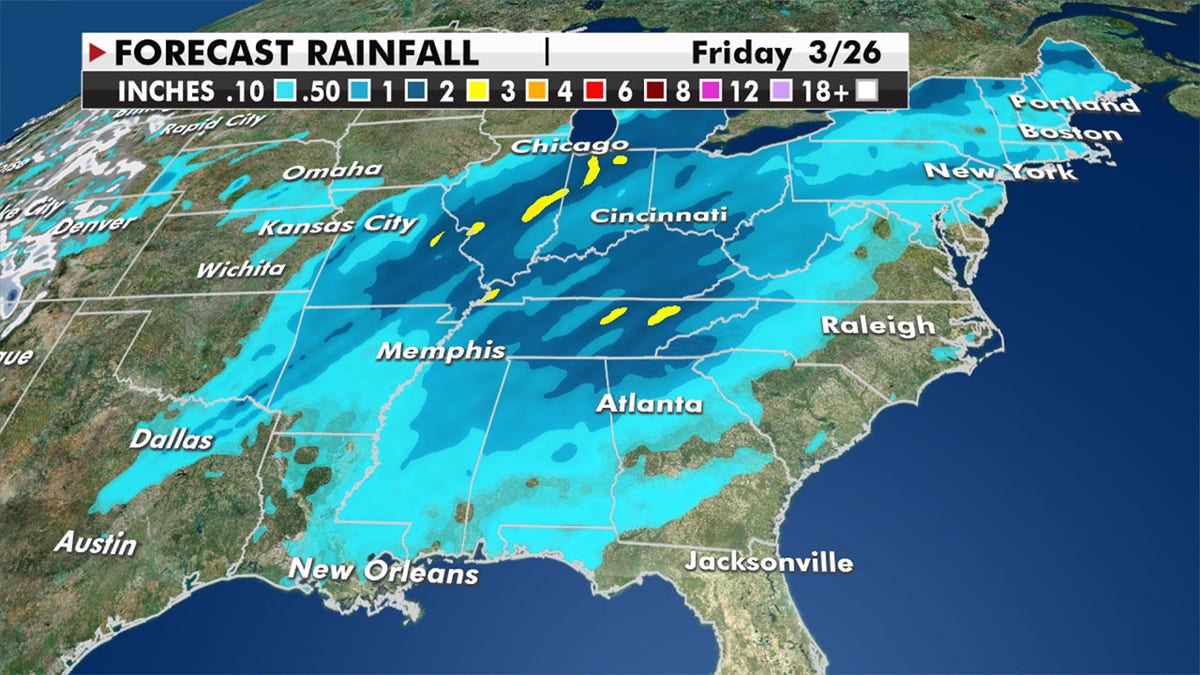 The system will then shift into the Mid-Atlantic and Northeast on Friday (Fox News)