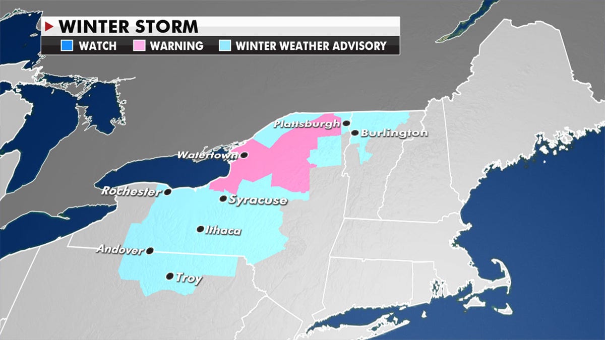 More than a foot of snow is possible across New York and Vermont. (Fox News)
