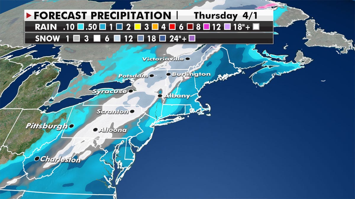 The interior sections of the Northeast will see heavy snow. (Fox News)
