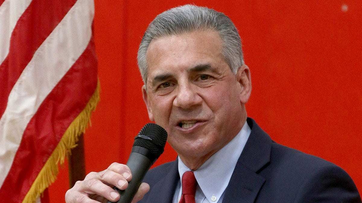 Jack Ciattarelli, the Ocean County Republican Party's nominee for governor, speaks during the annual convention held in the gym at Toms River Intermediate East on Wednesday night, March 10, 2021.Ocean County Republicans (Reuters)