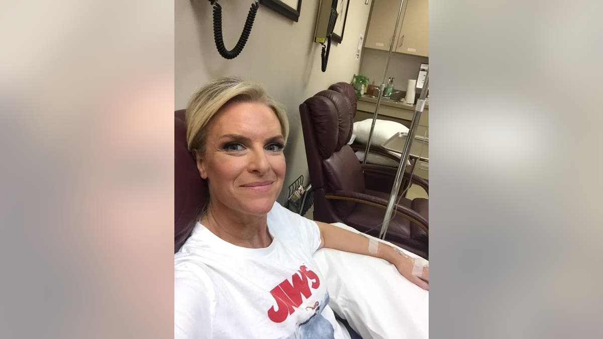 Janice Dean getting an infusion as part of her treatment for MS.