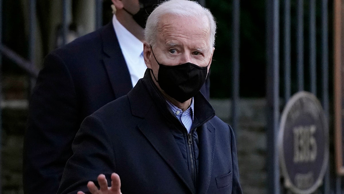 President Biden departs after attending Mass at Holy Trinity Catholic Church in the Georgetown neighborhood of Washington, Saturday, March 6, 2021. (AP Photo/Patrick Semansky)