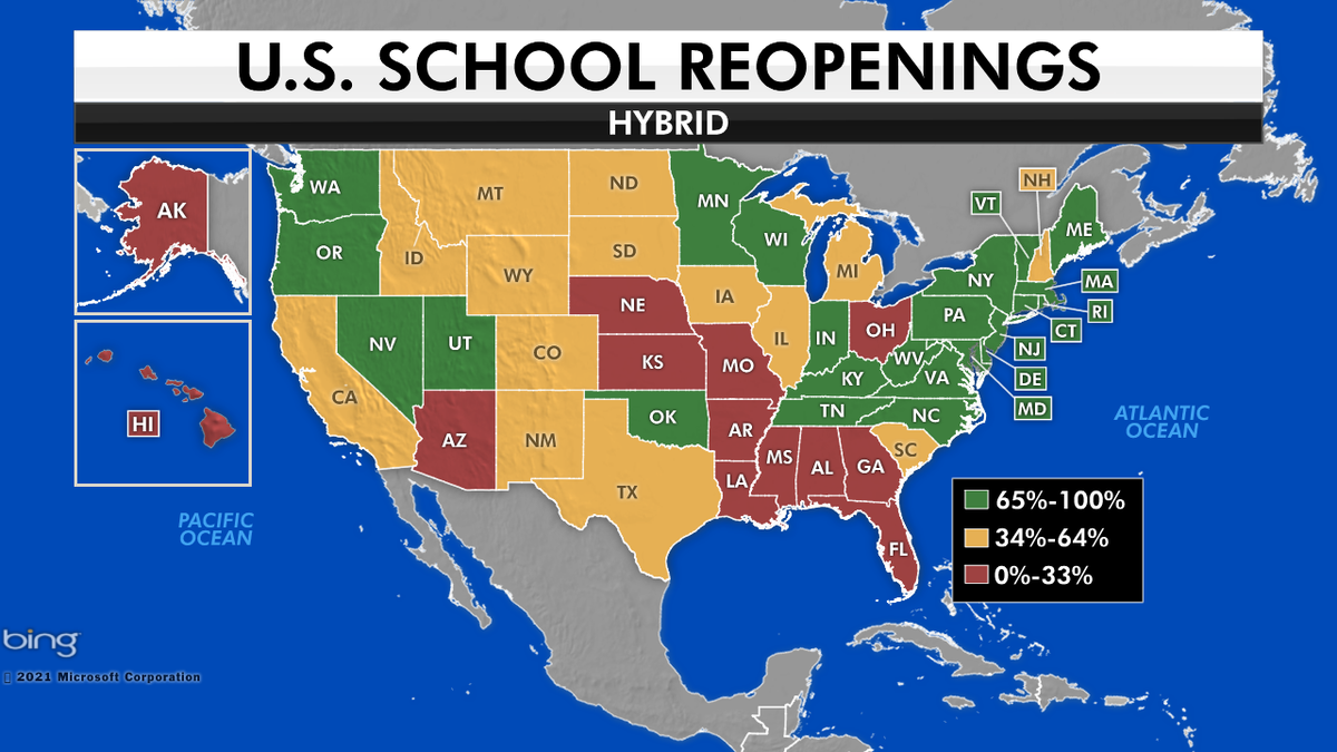 Nearly all districts being tracked in states like North Carolina are operating in a hybrid model. (Fox News)