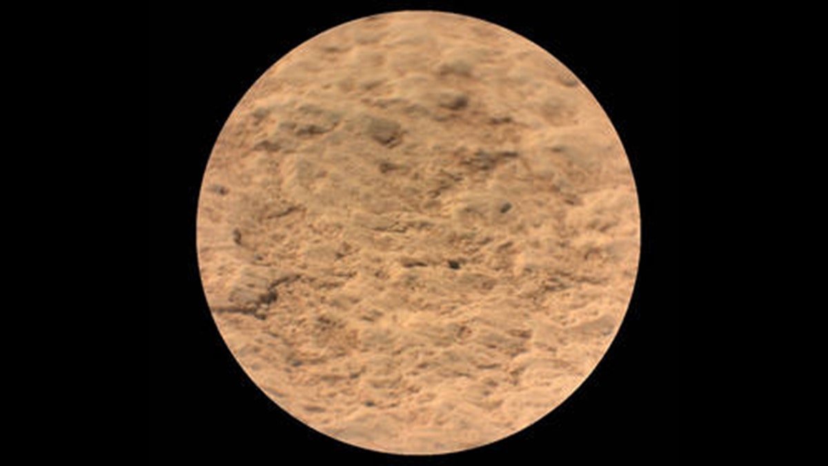 This image shows a close-up view of the rock target named "Máaz" from the SuperCam instrument on NASA’s Perseverance Mars rover. It was taken by SuperCam’s Remote Micro-Imager (RMI). "Máaz" means Mars in the Navajo language.