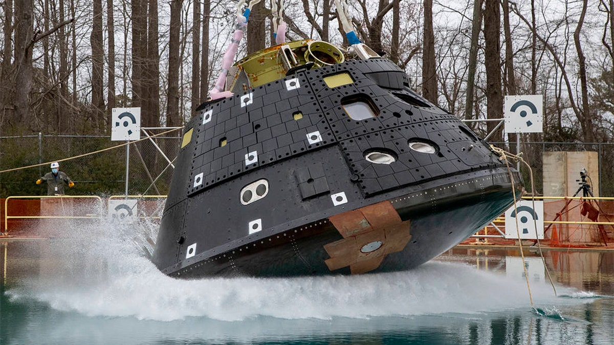 The first drop test for the latest Orion model capsule of March 23, 2021. Testing was done from the height of 18 inches in splash impact basin at NASA Langley.