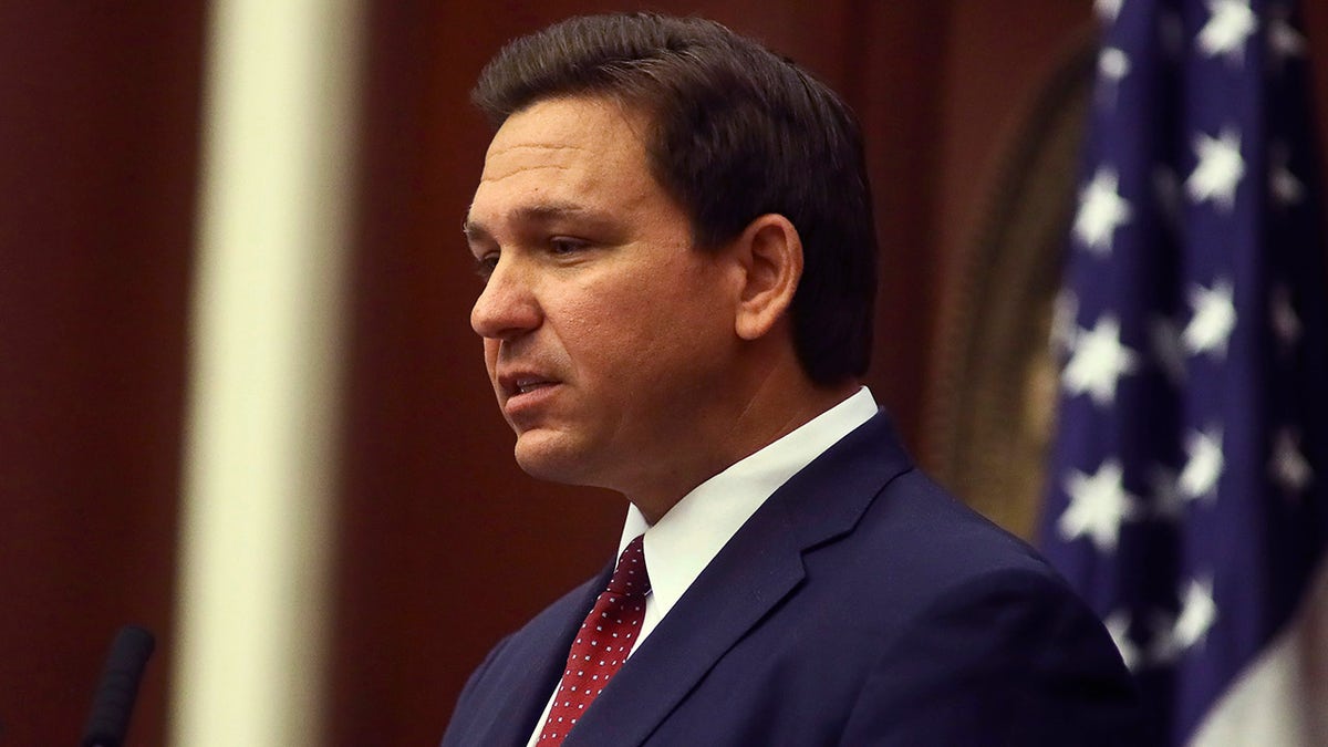 Florida Gov. Ron DeSantis speaks Tuesday, March 2, 2021 during his State of the State address at the Capitol in Tallahassee, Fla. (AP Photo/Phil Sears)