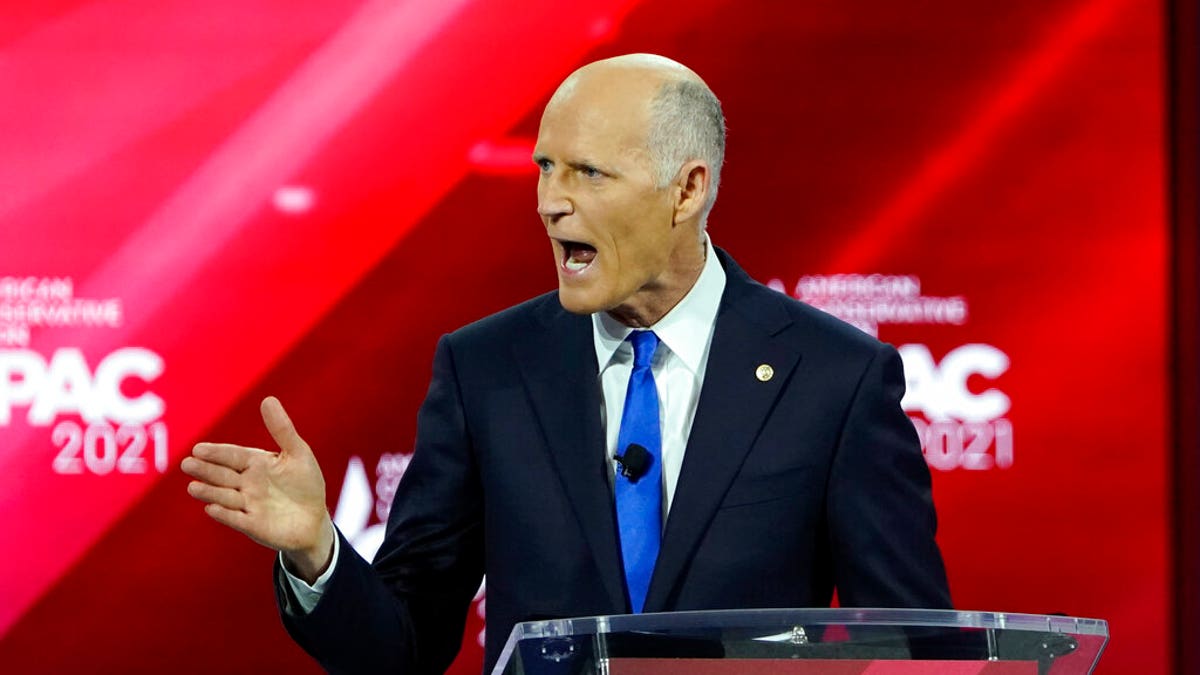 Sen. Rick Scott, R-Fla., at the Conservative Political Action Conference on Feb. 26, 2021, in Orlando, Florida. (AP Photo/John Raoux)