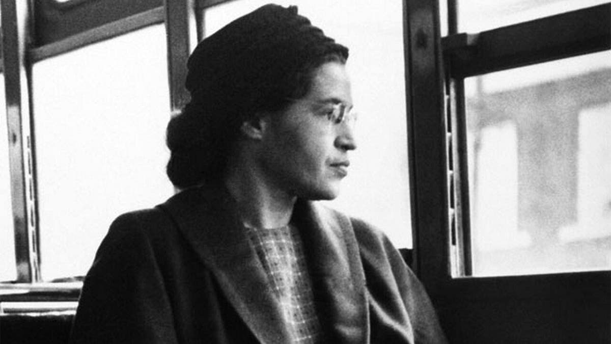 Photo of Rosa Parks on a bus