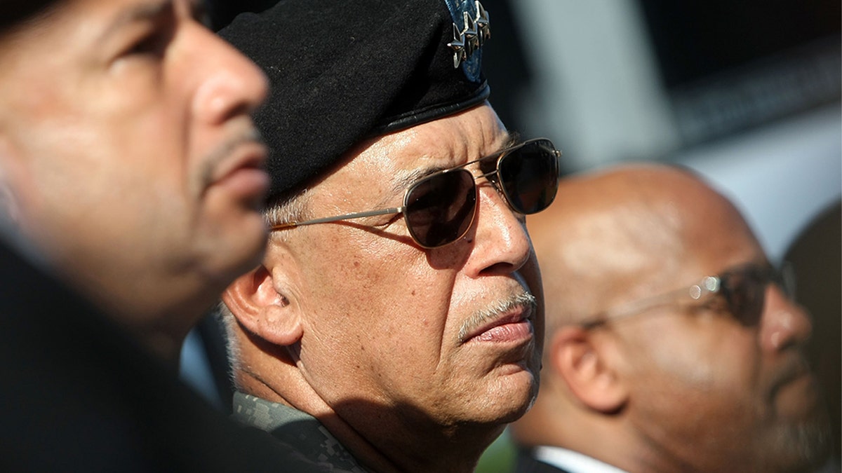 Lt. General Russel Honore (C) listens during the Hurricane Katrina Memorial Groundbreaking Ceremony on Aug. 29, 2007 in New Orleans, La., on the second anniversary of Hurricane Katrina hitting the Gulf Coast. (Photo by Chris Graythen/Getty Images)