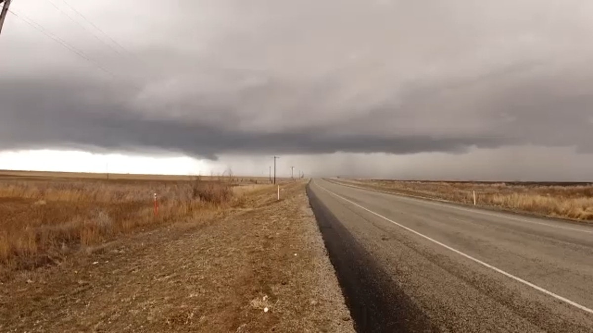 An ominous view in Randall County, Texas, on Saturday. (FOX 34 of Lubbock and Randall County Sheriff's Office)