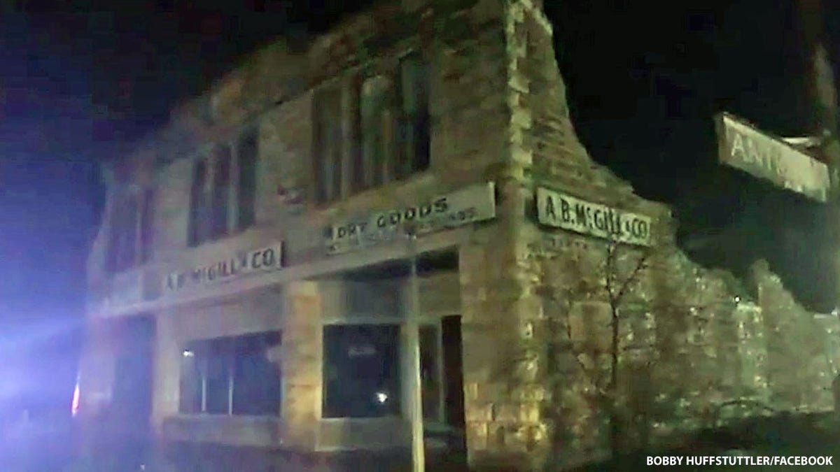 The A.B. McGill &amp; Co. General Store in Bertram, Texas, with visible damage after a storm passed through the area on March 22, 2021.