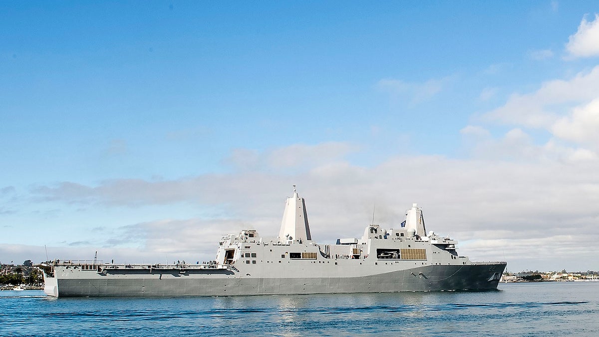 The amphibious transport dock ship USS San Diego sails in San Diego Bay in San Diego, California, in December 2012. (U.S. Navy/Mass Communication Specialist 2nd Class Jonathan P. Idle/AP)
