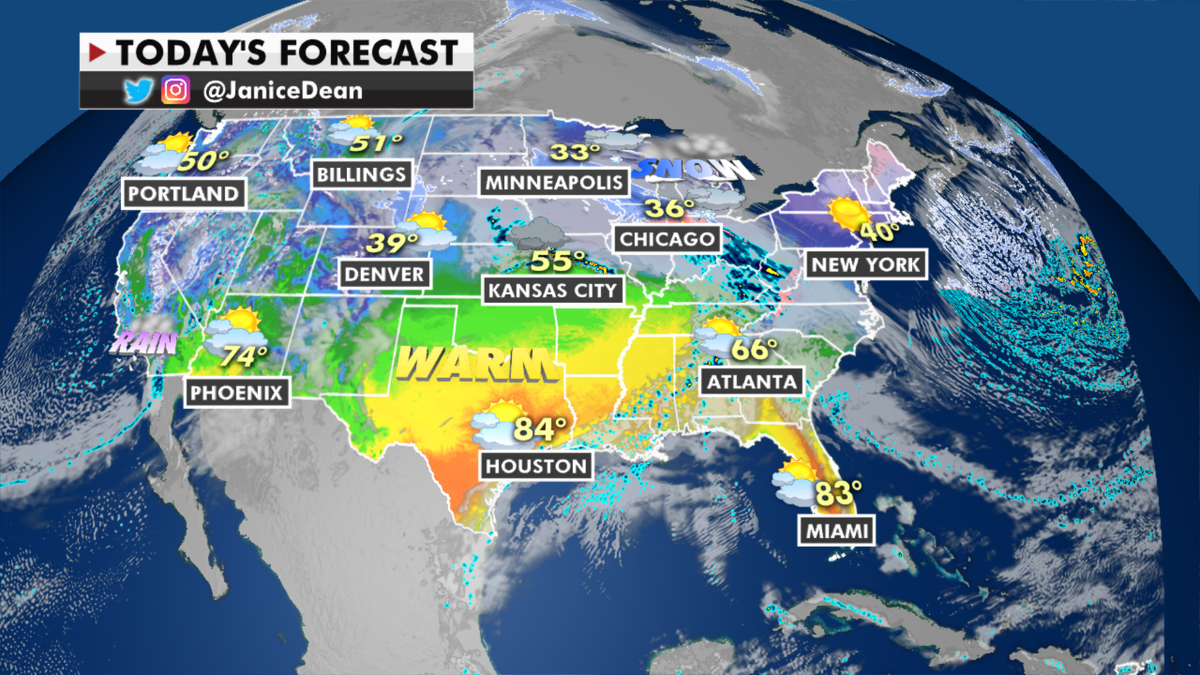 The national forecast for Monday, March 15. (Fox News)