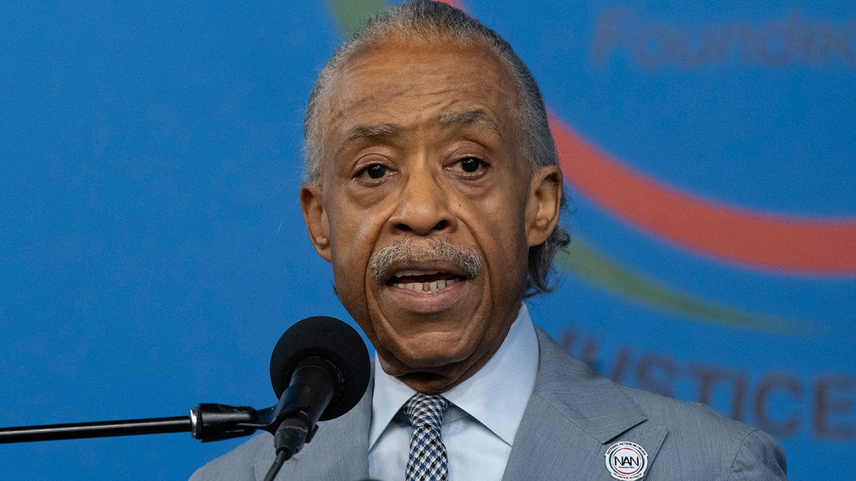 Rev. Al Sharpton speaks out against anti-Asian hate crimes during a news conference at the National Action Network, Thursday, March 18, 2021 in New York. (AP Photo/Mark Lennihan)