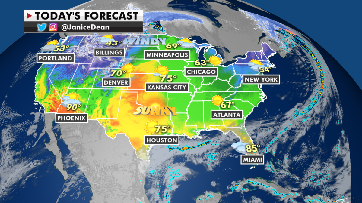 The national forecast for Monday, March 29. (Fox News)