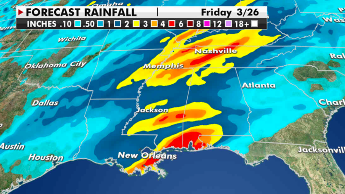 Expected rainfall totals through Friday this week. (Fox News)