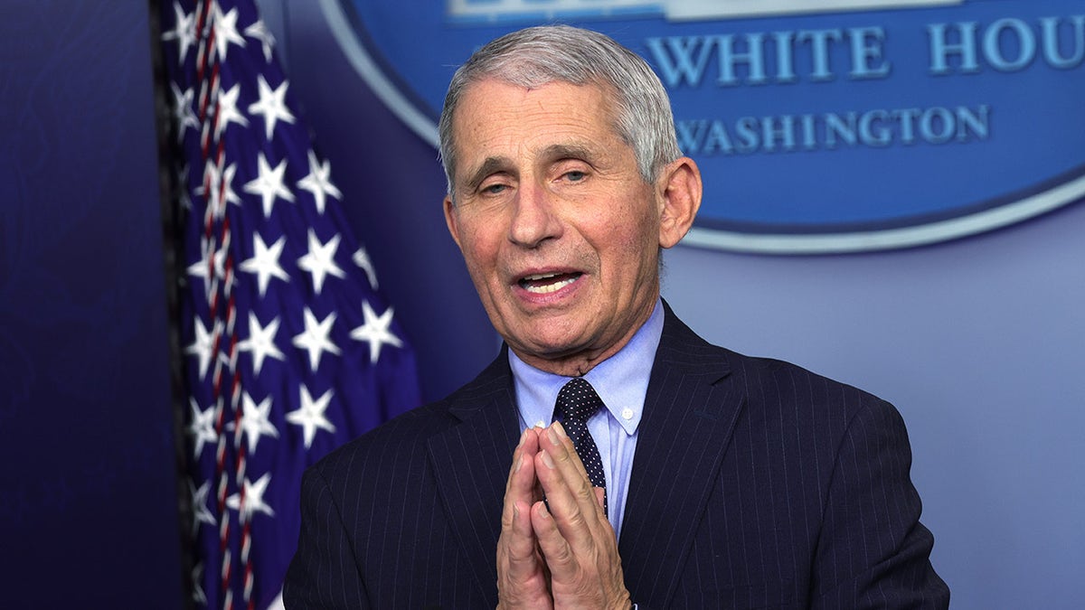 WASHINGTON, DC - JANUARY 21: Dr Anthony Fauci, Director of the National Institute of Allergy and Infectious Diseases, speaks during a White House press briefing, conducted by White House Press Secretary Jen Psaki, at the James Brady Press Briefing Room of the White House January 21, 2021 in Washington, DC. Psaki held her second press briefing since President Joe Biden took office yesterday. (Photo by Alex Wong/Getty Images)