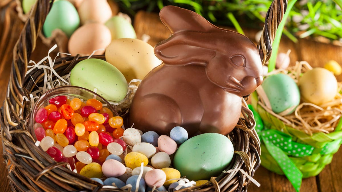 Chocolate Easter Bunny in a Basket