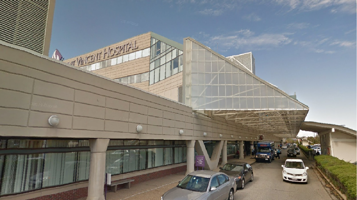 Nurses at St. Vincent Hospital in Worcester, Mass., say they are required to care for five patients at a time, a difficult task with COVID-19 precautions and care requirements. (Google Maps)