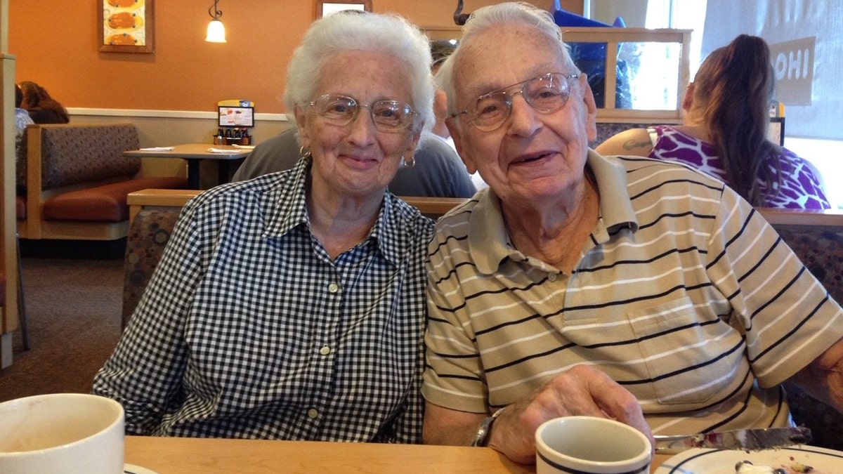 Hilda Durr, 89, and William Durr, 93, sitting together at a restaurant. (Credit: Mary Ann Boniello)