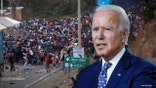 President Biden composite with migrants