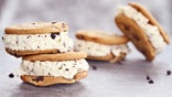 Chocolate chip ice cream cookies with extreme shallow depth of field.