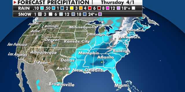Expected precipitation totals through Thursday. (Fox News)
