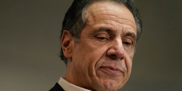 New York Governor Andrew Cuomo speaks before getting vaccinated at a church in the Harlem section of New York, Wednesday, March 17, 2021. (AP Photo/Seth Wenig, Pool)