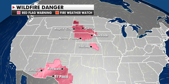 Current wildfire danger around the U.S. (Fox News)