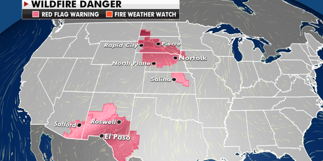 Current wildfire danger around the U.S. (Fox News)