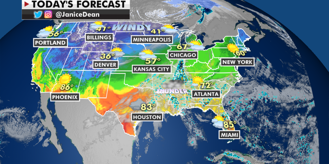 The national forecast for Tuesday, March 30. (Fox News)
