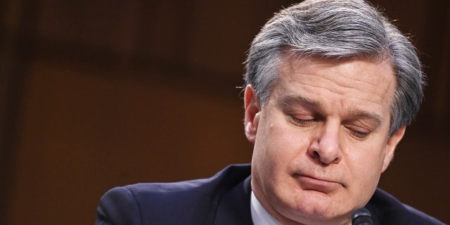 FBI Director Christopher Wray testifies before the Senate Judiciary Committee on Capitol Hill in Washington, martedì, marzo 2, 2021. (Mandel Ngan/Pool via AP)