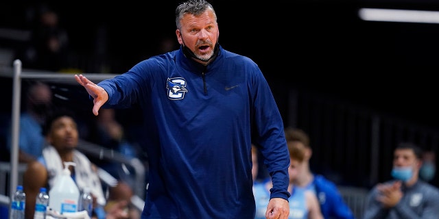 Creighton coach Greg McDermott watches the team during the second half of an NCAA college basketball game against Butler in Indianapolis on Jan. 16, 2021. (AP Photo/Darron Cummings, File)