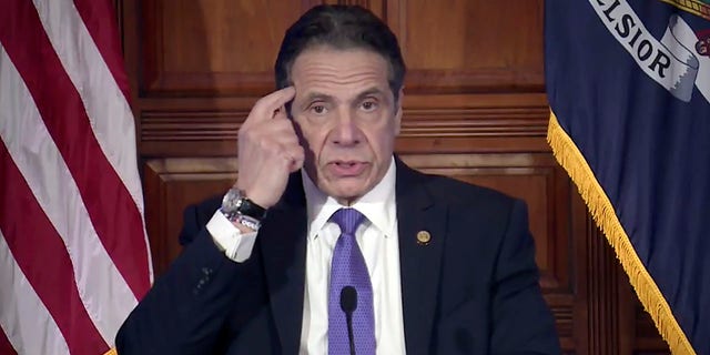 In this image taken from video from the Office of the N.Y. Governor, New York Gov. Andrew Cuomo speaks during a news conference, Wednesday, March 3, 2021, in Albany, N.Y. Besieged by sexual harassment allegations, a somber Cuomo apologized, saying he "learned an important lesson" about his own behavior around women, but he said he intended to remain in office. 